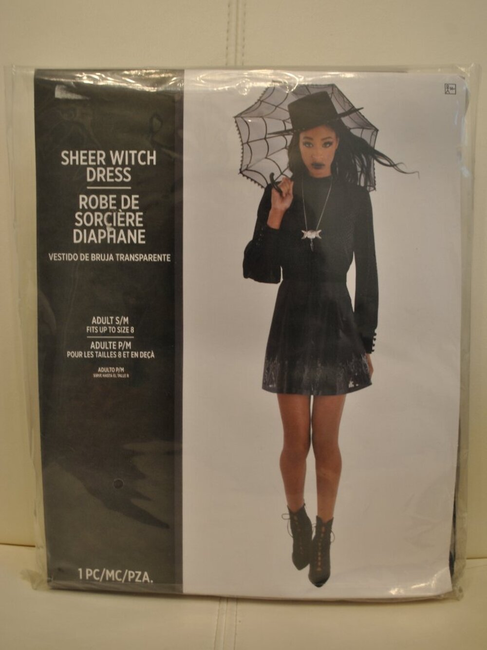 Sheer Black Mock Swiss Dot Witch Halloween Dress New Small/Medium